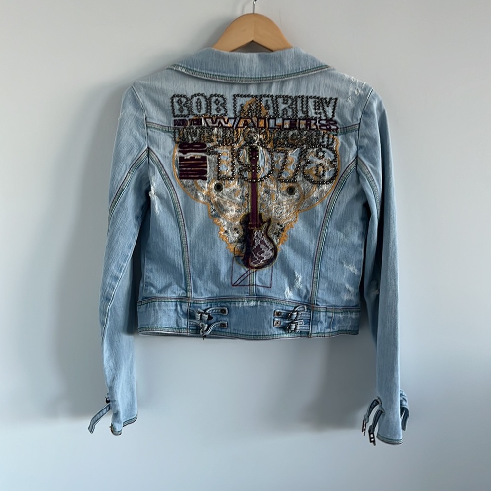 Bob Marley and the wailers embroidered Jean jacket june 18 1978